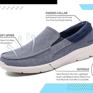 Slip On Canvas Loafers Mens Casual Boat Walking Shoes JABASIC (10, Blue)